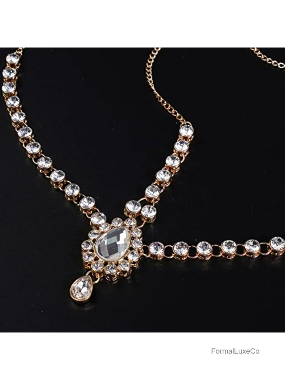 Boho Rhinestone Head Chain Crystal Bridal Hair Piece Wedding Hair Accessory